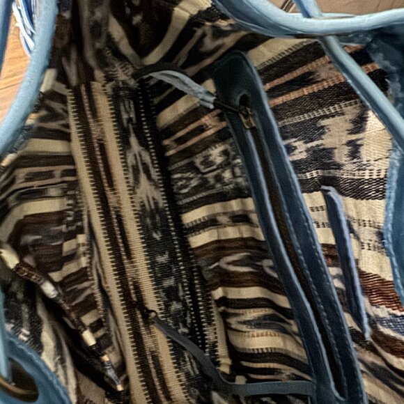 Genuine Leather Dark Teal Shoulder Bag with Tassels - Picture 4 of 4